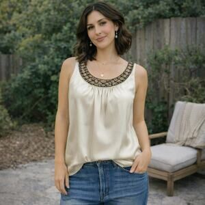 Chico's Ivory/ Off White Beaded  Sleeveless Top 2